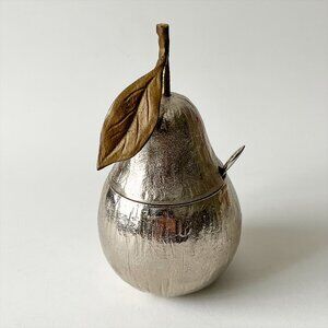 Michael Aram Pear Honey Pot with Spoon Nickelplate